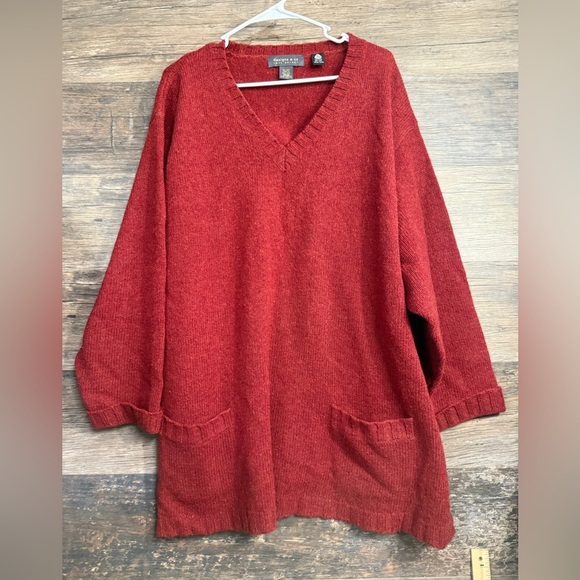 Lane Bryant Deep Red V-Neck Wool Sweater - Picture 1 of 5